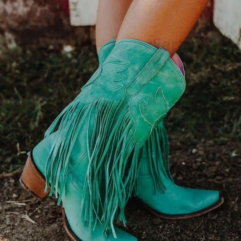 Trendy Womens Cowboy Boots with Fun Tassel Detail