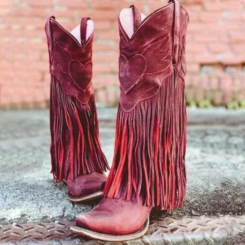 Trendy Womens Cowboy Boots with Fun Tassel Detail