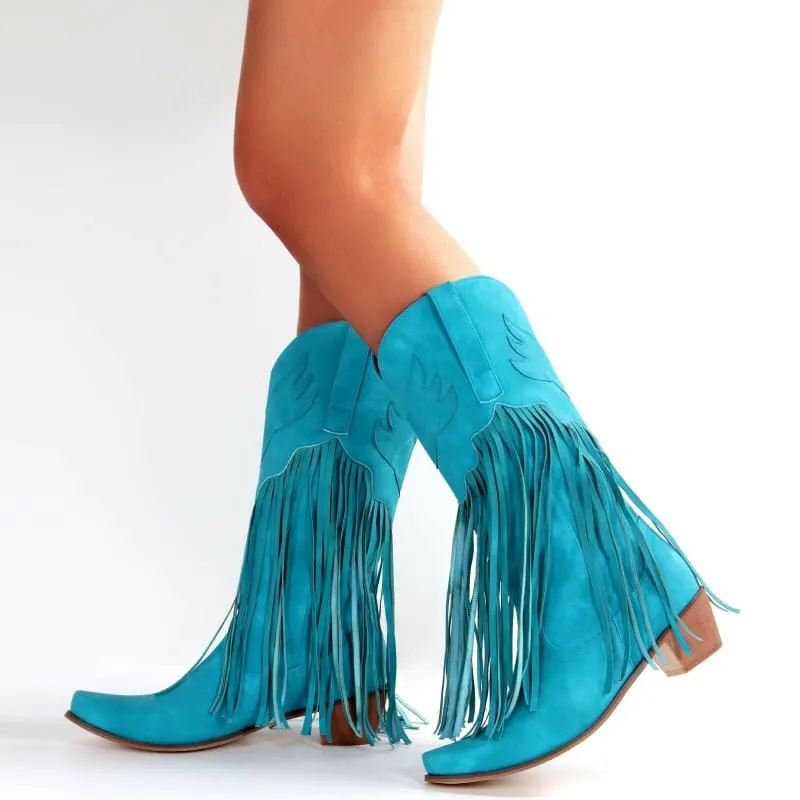 Trendy Womens Cowboy Boots with Fun Tassel Detail