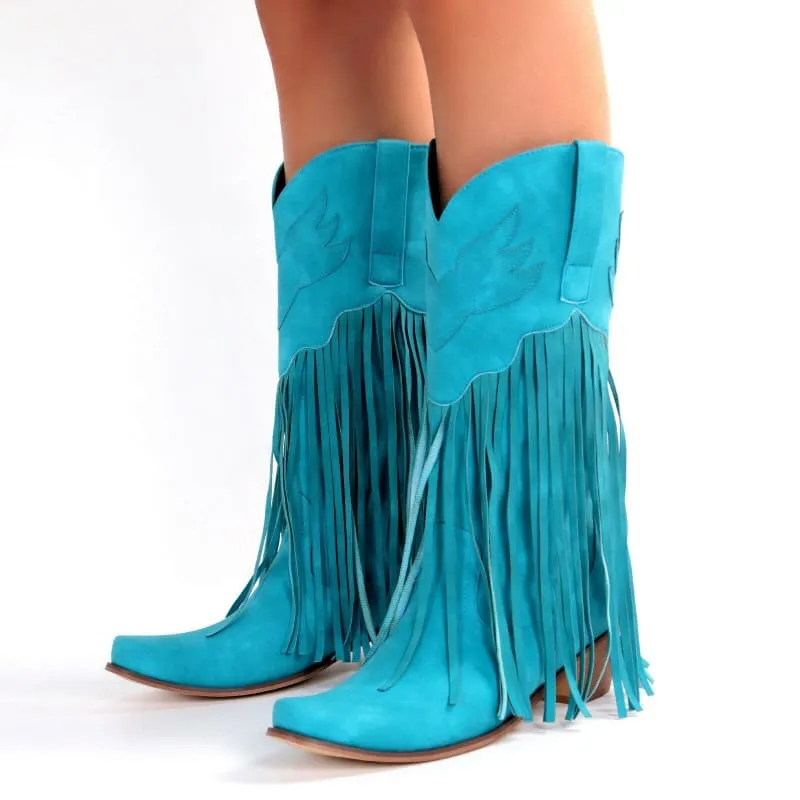 Trendy Womens Cowboy Boots with Fun Tassel Detail