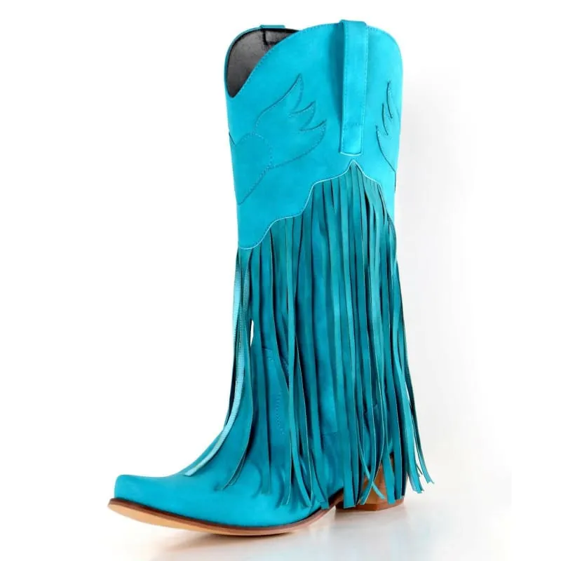 Trendy Womens Cowboy Boots with Fun Tassel Detail