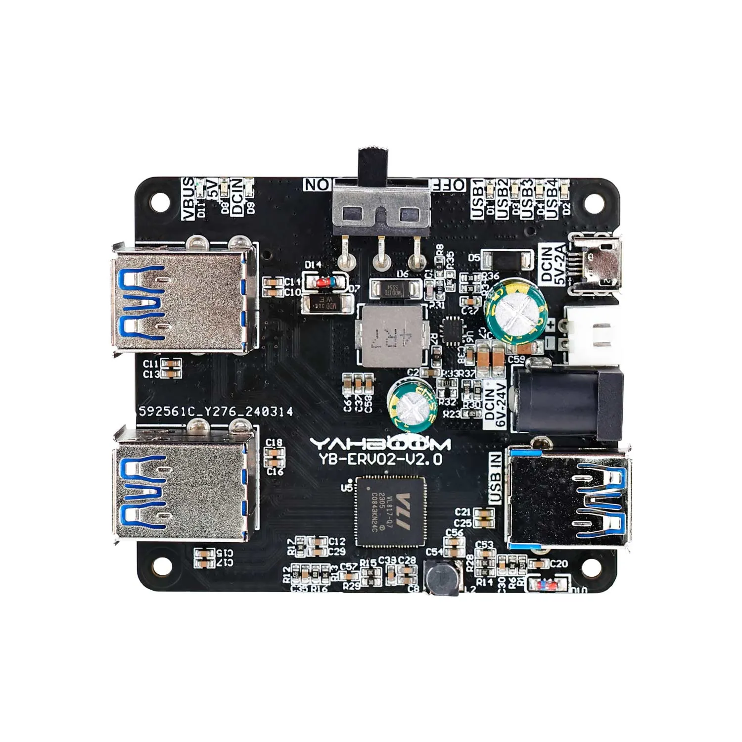 USB3.0 HUB Expansion Board(1 to 4) for Raspberry Pi 5/4B/Jetson/RDK series