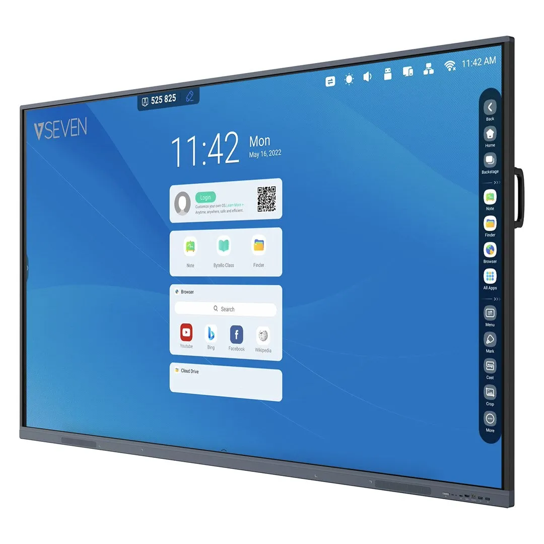 V7 Interactive Display - 86 Inch 4K Android 11 Display 8Gb/64Gb With Hdmi Out, Wi-Fi And Wall Mount