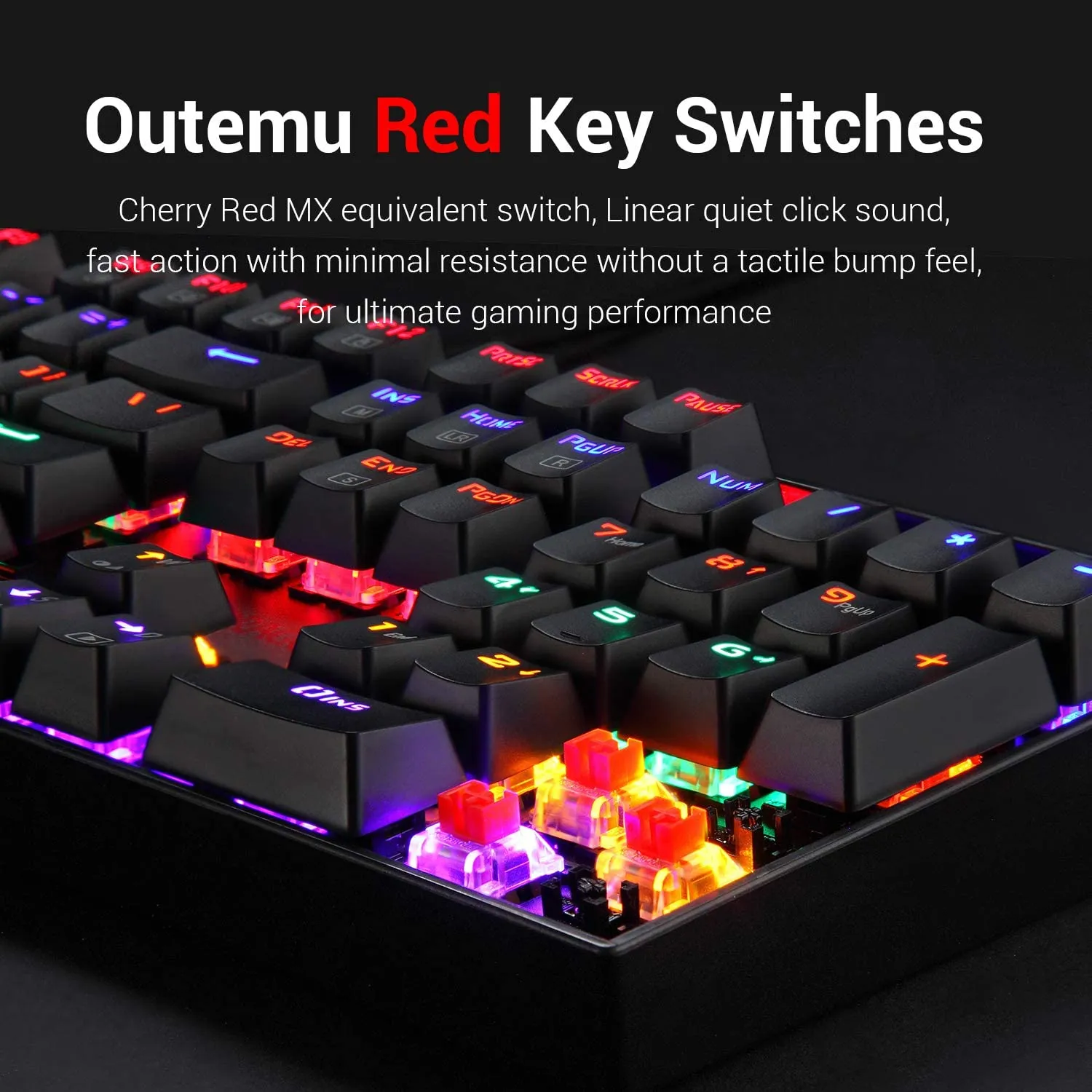 VARA K551 - 104 WIRED MECHNICAL KEYBAORD RAINBOW BLACK (Red Switch)