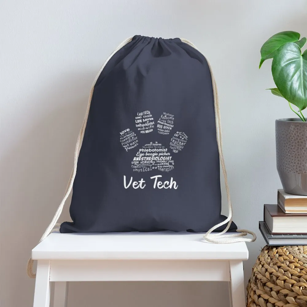 Vet Tech - Paw Print Cotton Drawstring Bag