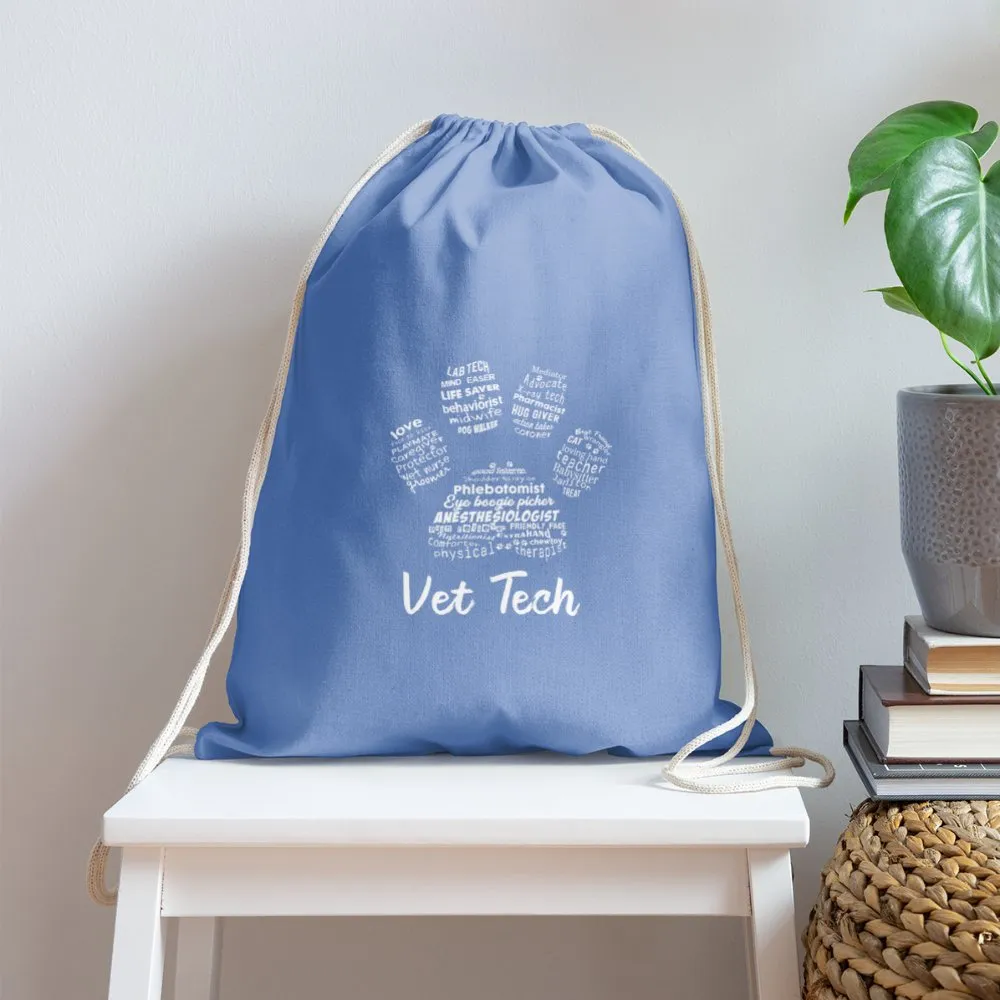 Vet Tech - Paw Print Cotton Drawstring Bag