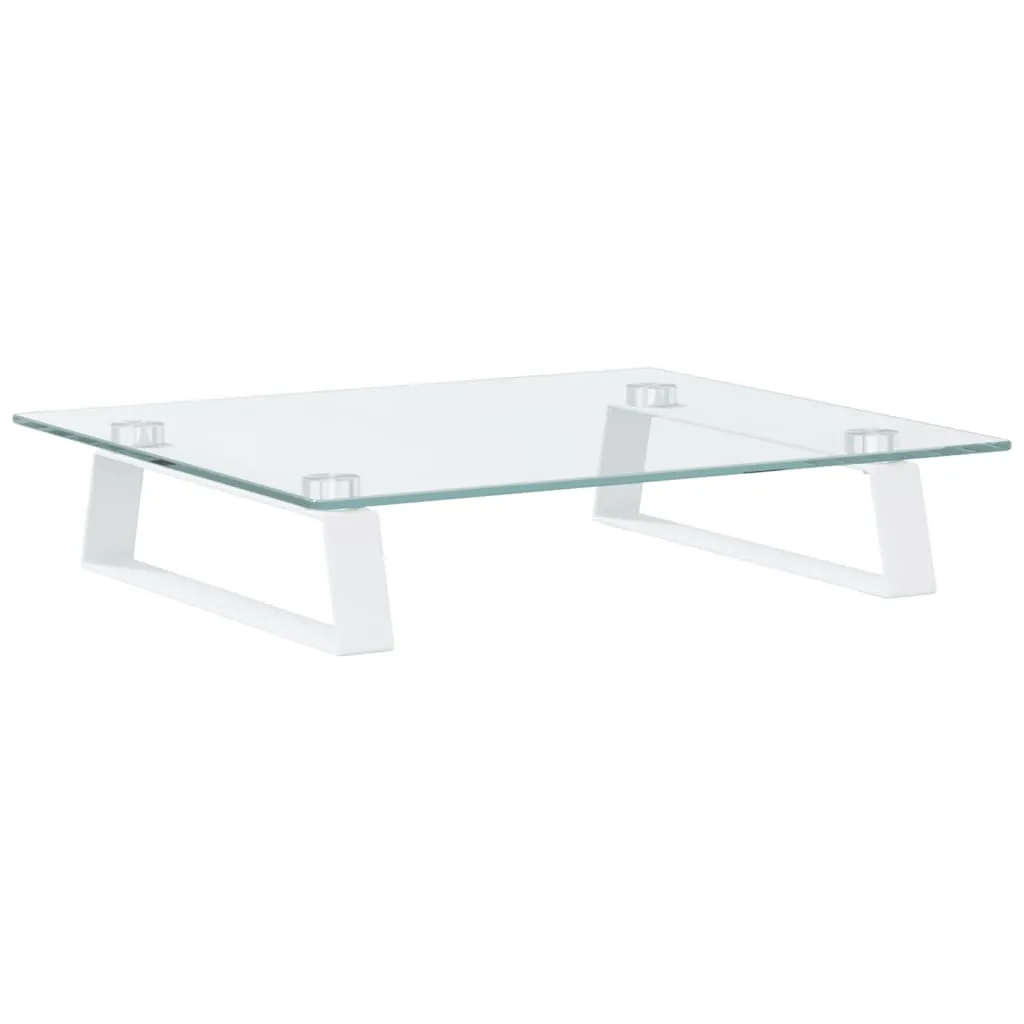 vidaXL Monitor Stand White 40x35x8 cm Tempered Glass and Metal