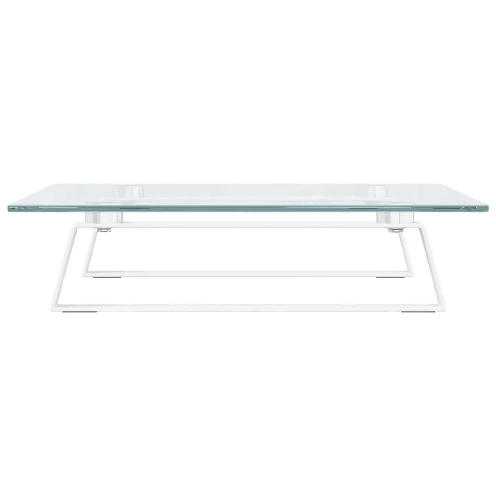 vidaXL Monitor Stand White 40x35x8 cm Tempered Glass and Metal