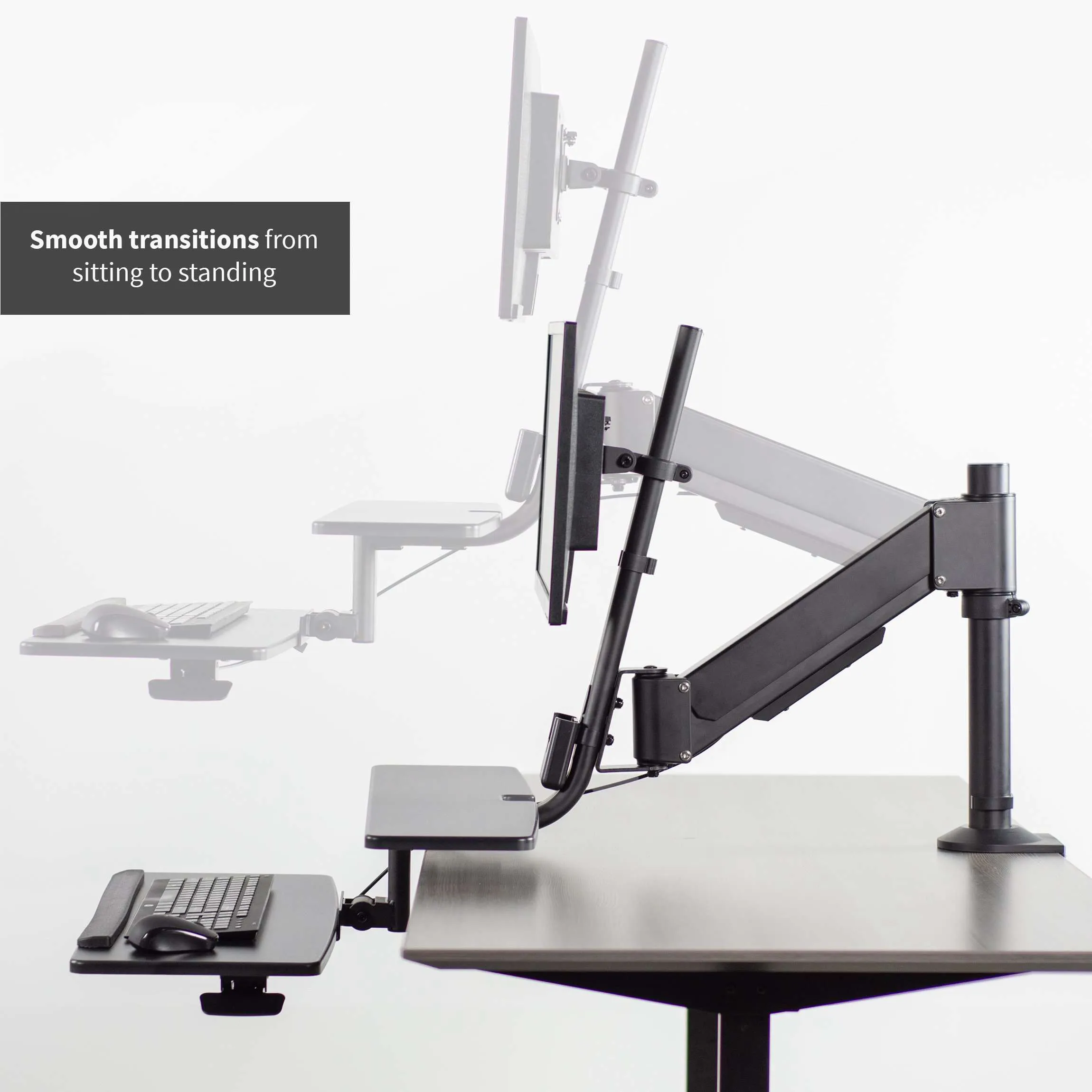 VIVO Sit-to-Stand Single Monitor Desk Mount Workstation, STAND-SIT1D