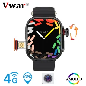 VWAR S9 ULTRA 4G Android Smart Watch- AMOLED Screen, Retractable camera, 4G 64G/ 2G RAM 32G ROM