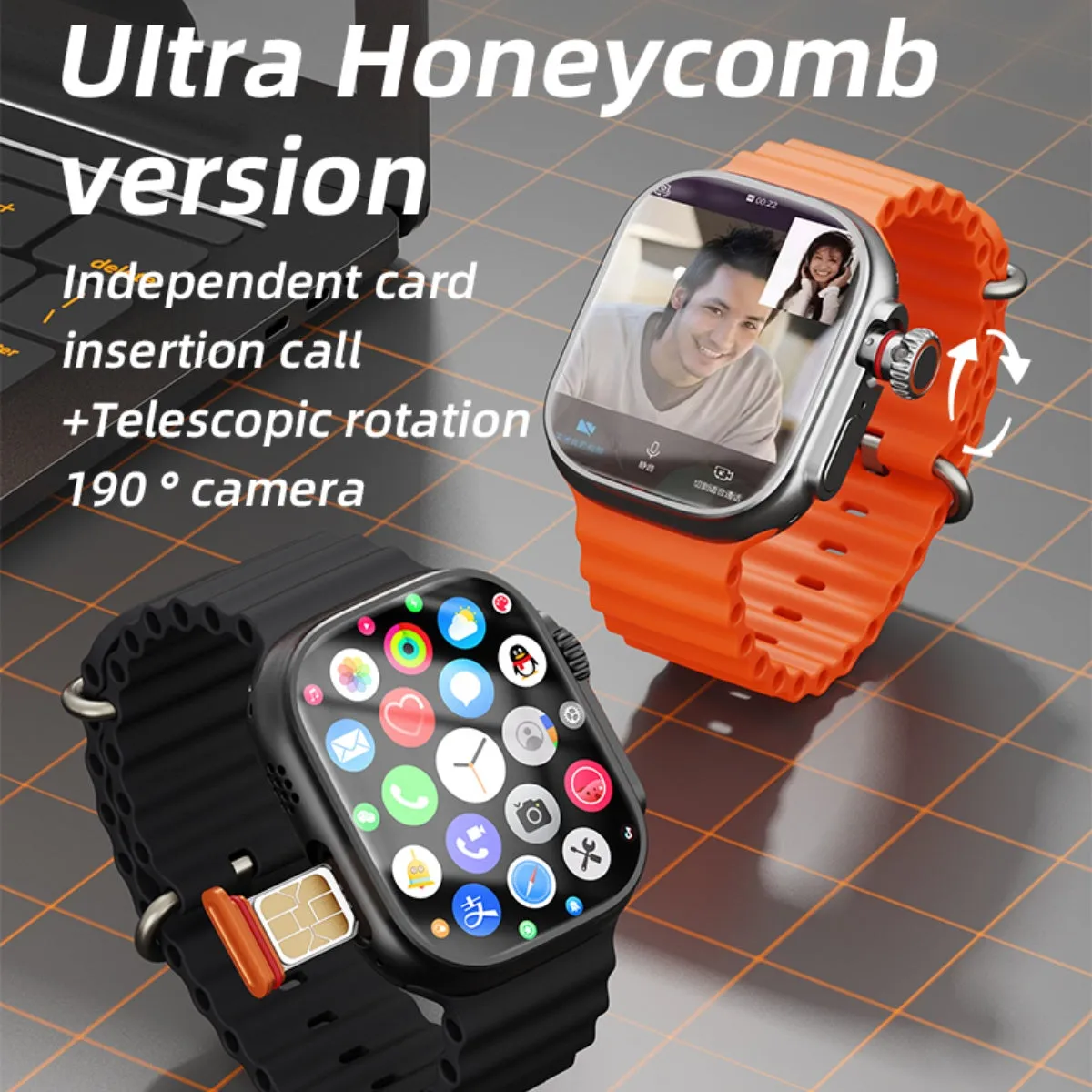 VWAR S9 ULTRA 4G Android Smart Watch- AMOLED Screen, Retractable camera, 4G 64G/ 2G RAM 32G ROM