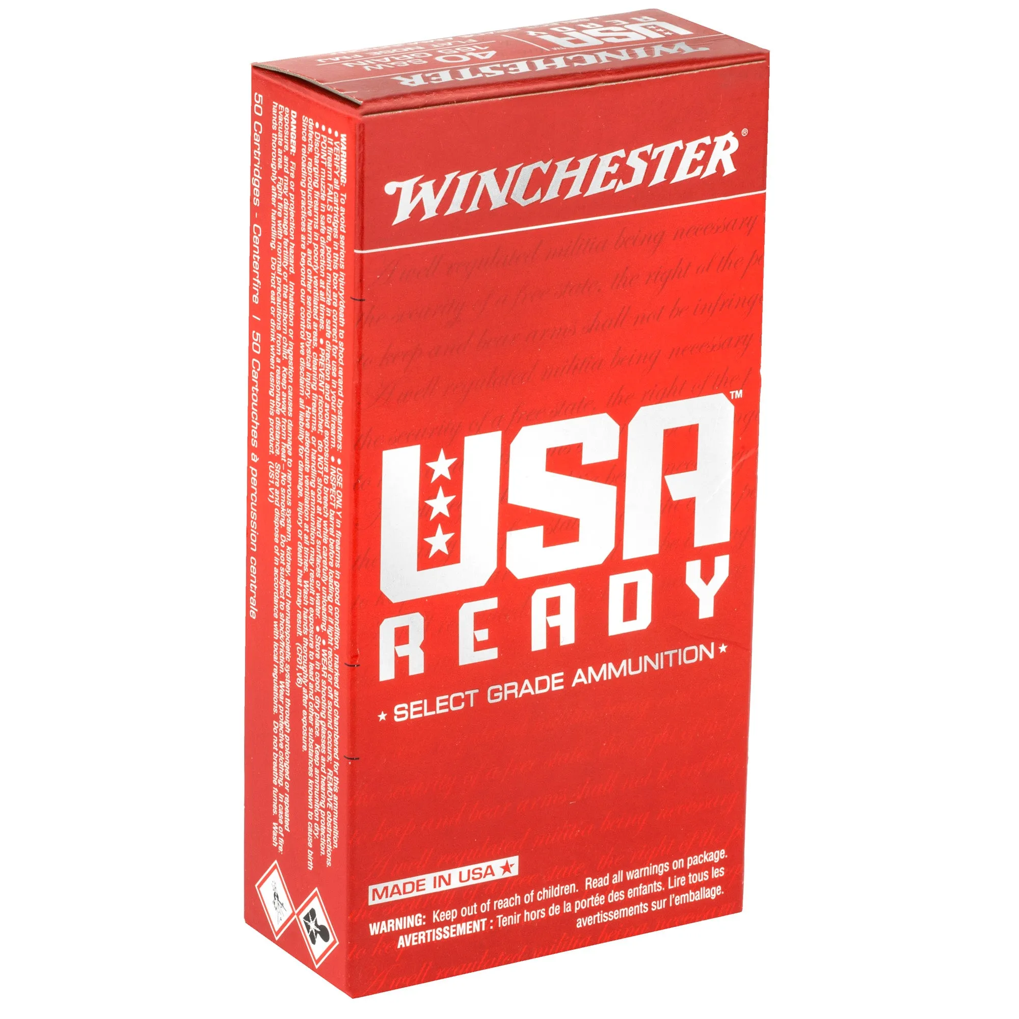 Win Usa Rdy 40sw 165gr Fmj 50-500