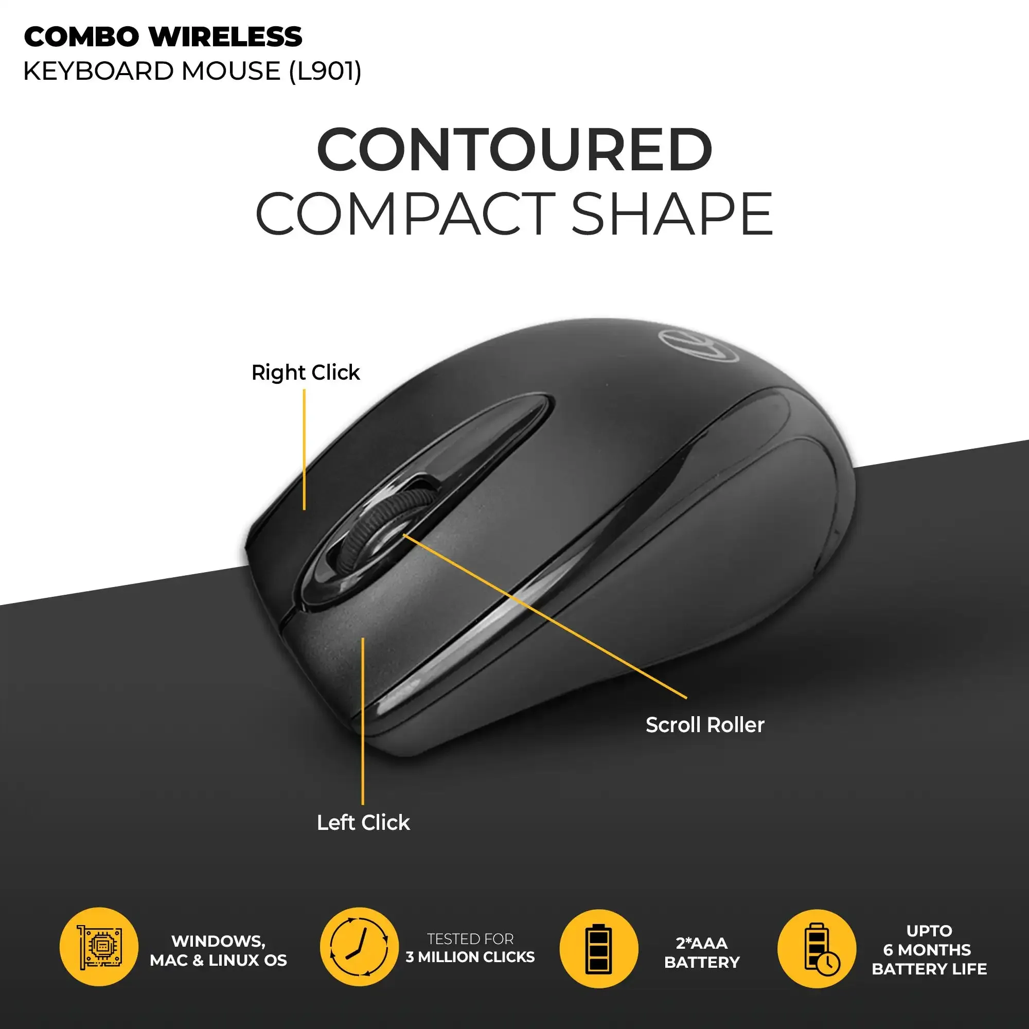 Wireless Combo 104 Key Keyboard   Mouse 1200dpi - non Multimedia