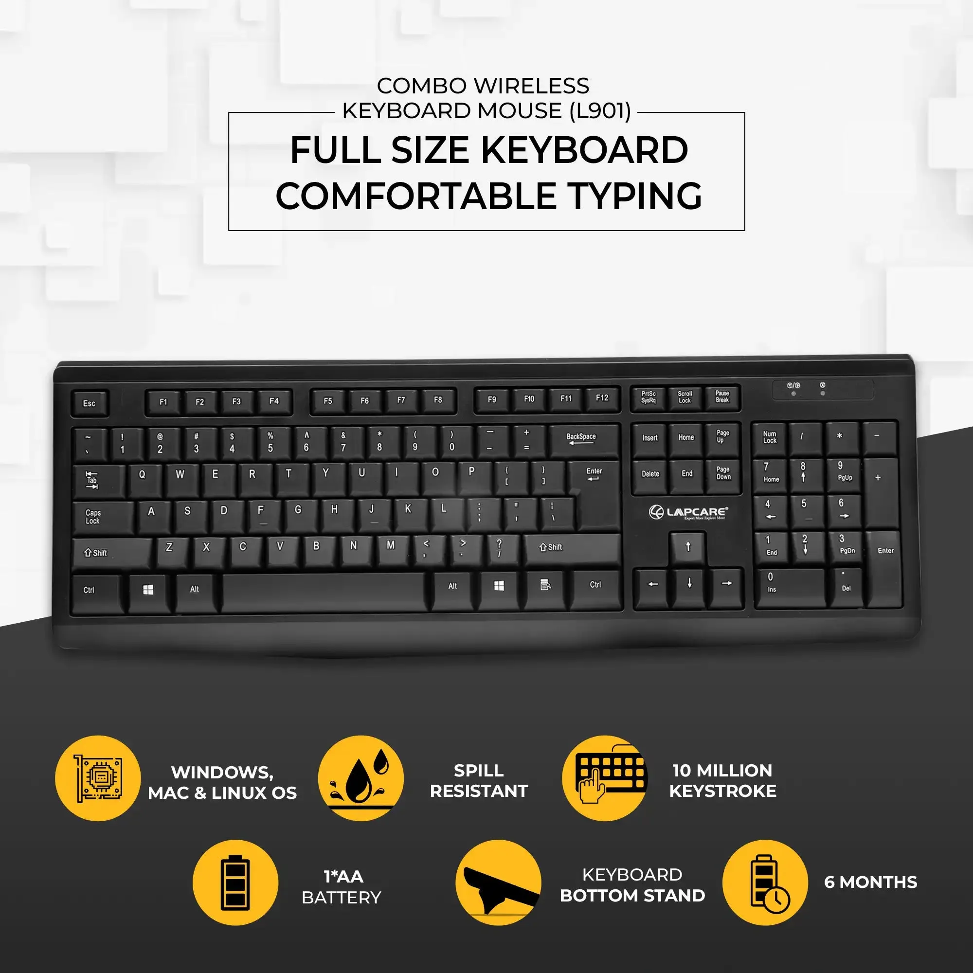 Wireless Combo 104 Key Keyboard   Mouse 1200dpi - non Multimedia