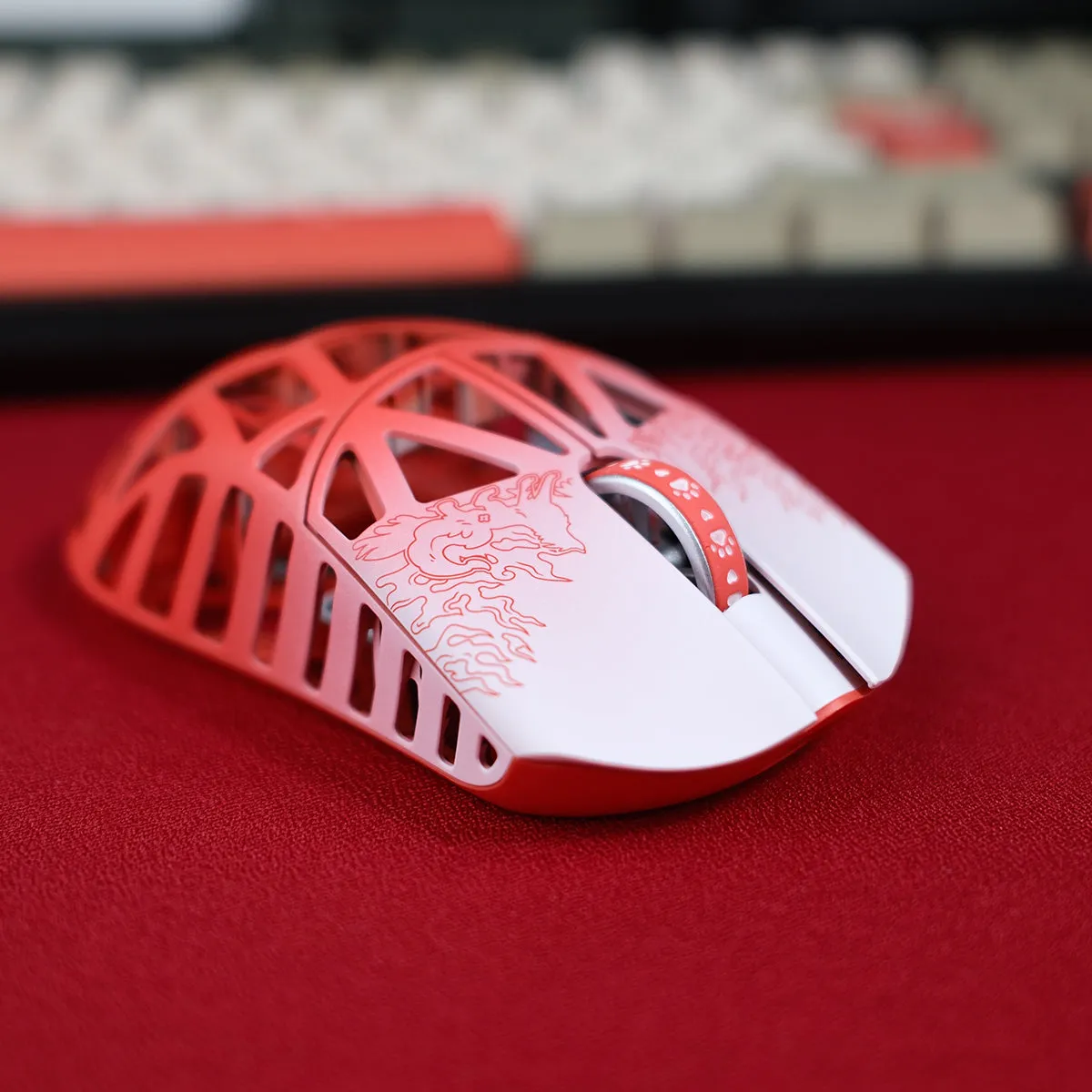 WLmouse Beast X 8K x Fabulous Beasts Magnesium Wireless Gaming Mouse - White and Red