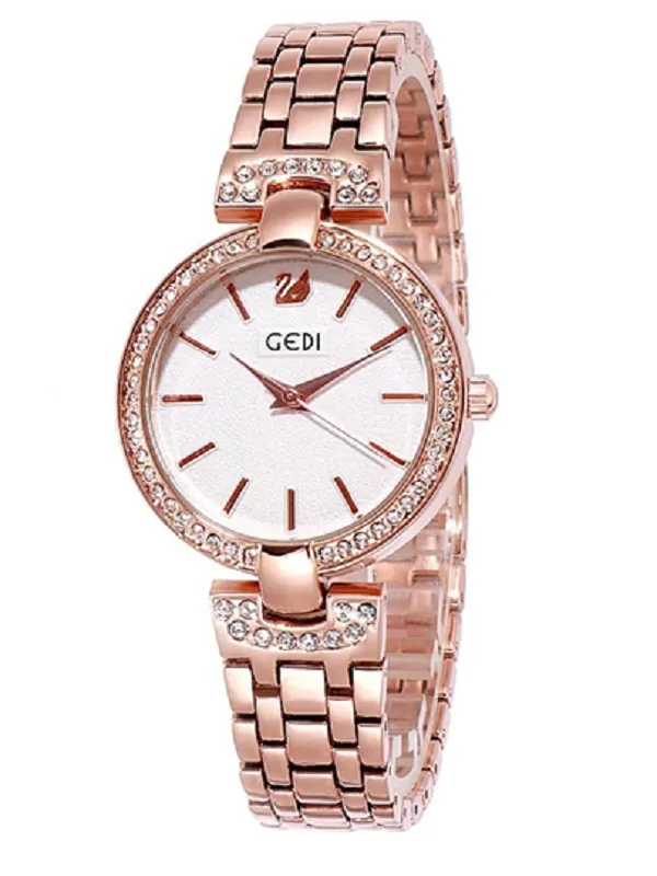 Women's Watch Round Shape With Diamond Elegant stainless steel strap fashion watch