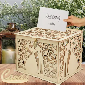 Wood Wedding Card Boxes With Lock-Gifts-Mr and Mrs-Wedding Supplies- Mis Quince Gift Card Box