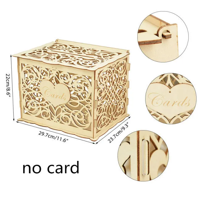 Wood Wedding Card Boxes With Lock-Gifts-Mr and Mrs-Wedding Supplies- Mis Quince Gift Card Box