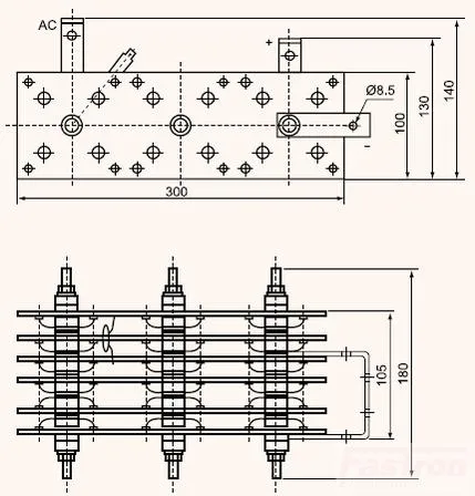 WST0003, Welding Diode Stack 500 Amp, 3 Phase, 300 x 180mm Approx