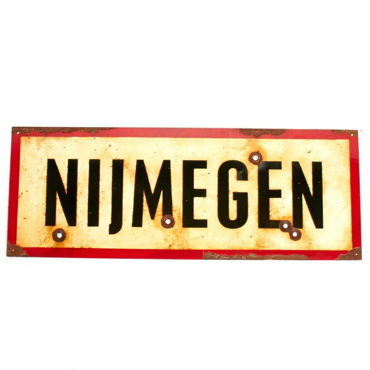 WWII Aged Steel Sign - Nijmegen (33" x 12")